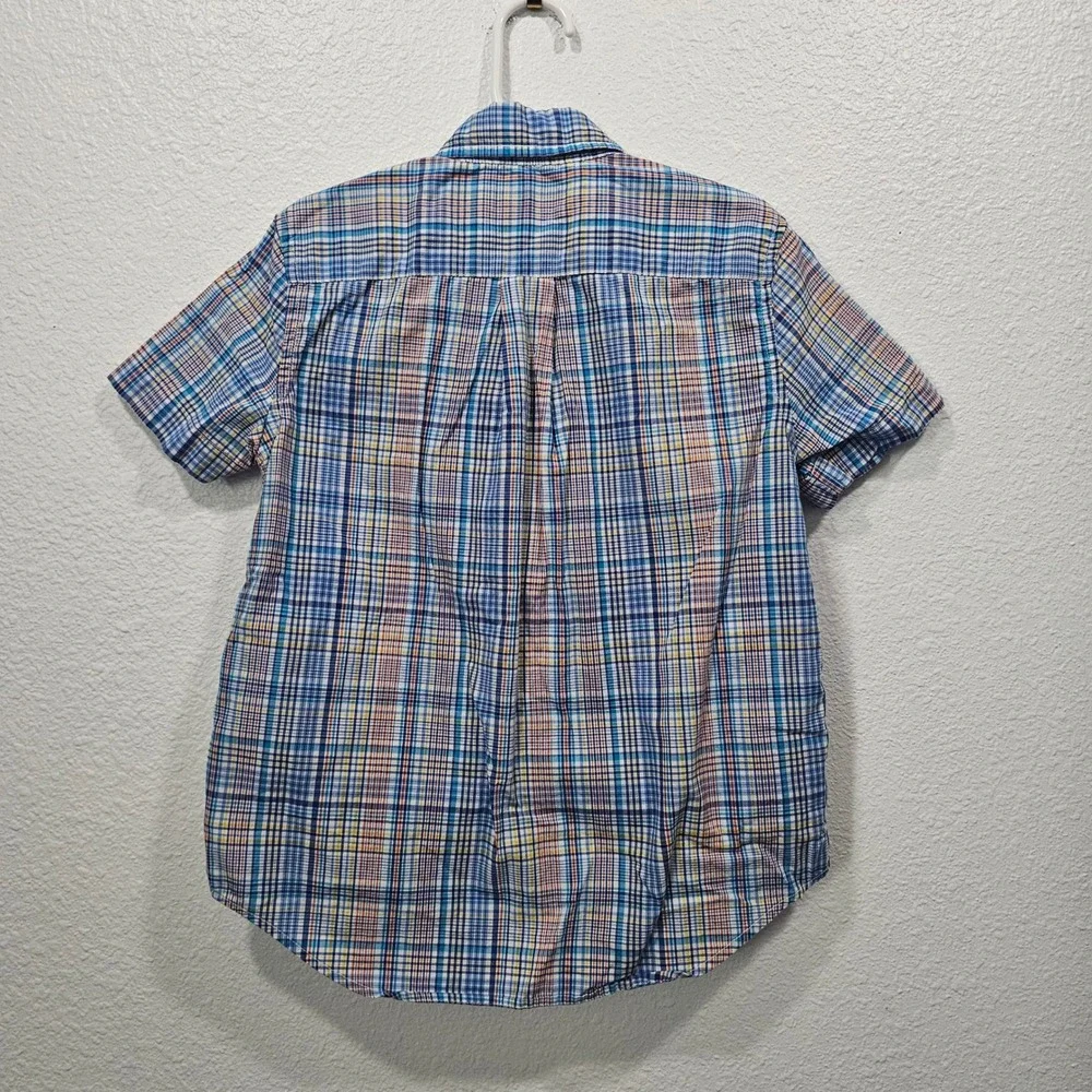 Ralph Lauren Boys Blue Plaid Short Sleeve Button Down Shirt Size 6